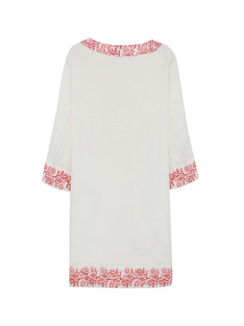 Abito tunica Macha in lino con stampa corallo Mc2 Saint Barth | MACHA06861H LINEN CORAL 1041